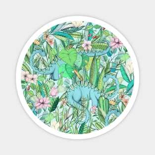 Improbable Botanical with Dinosaurs - soft pastels Magnet